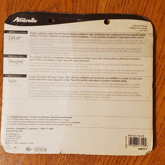 Amerelle Unfinished Wood Toggle Wall Plates 1 Duplex Outlet Covers - Picture 9 of 11